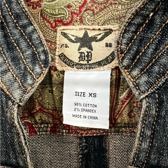 NWT Dept of Peace Denim Military Style Jacket with Leather Accents Size XS - Picture 5 of 7